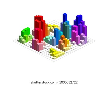 Infographic Isometric Vector Graph, Abstract 3D Chart Background