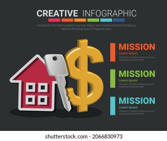 Infographic key and hose design template for Presentation business, can be used for workflow layout, steps or processes.