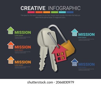Infographic key and hose design template for Presentation business, can be used for workflow layout, steps or processes.