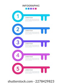 Infographic keys 5 steps or options to success. Vector illustration.
