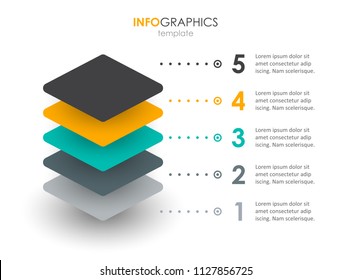Infographic label design with 5 options leves or steps. Infographics for business concept. Can be used for presentations banner, workflow layout, process diagram, flow chart, info graph