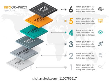 Infographic label design with 6 options leves or steps. Infographics for business concept. Can be used for presentations banner, workflow layout, process diagram, flow chart, info graph