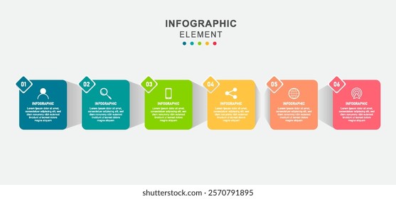 Infographic label design with 6 options or steps. Infographics for business concept. Can be used for presentations banner, workflow layout, process diagram