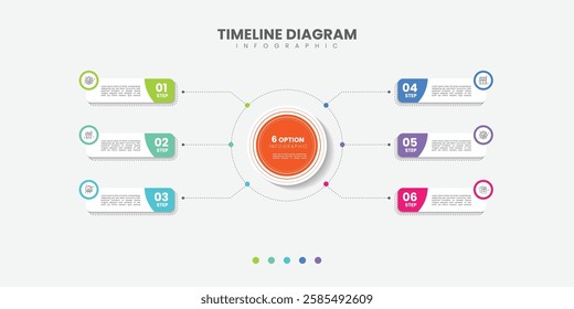 Infographic label design with circle infographic template design and 4,5,6 options or steps. Can be used for process diagram, presentations