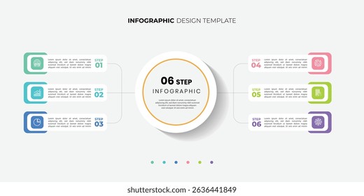 Infographic label design with circle infographic template design and 4,5,6 options or steps. Can be used for process diagram, presentations, workflow layout,