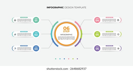 Infographic label design with circle infographic template design and 6 options or steps. Can be used for process diagrams, presentations, workflows