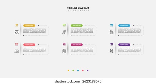 Infographic label design with shape infographic template design and 6 options or steps Can be used for process diagram, presentation