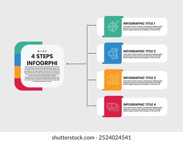 design de rótulo infográfico com design de modelo infográfico quadrado e 4 opções ou etapas. Pode ser usado para diagrama de processo, apresentações, layout de fluxo de trabalho,