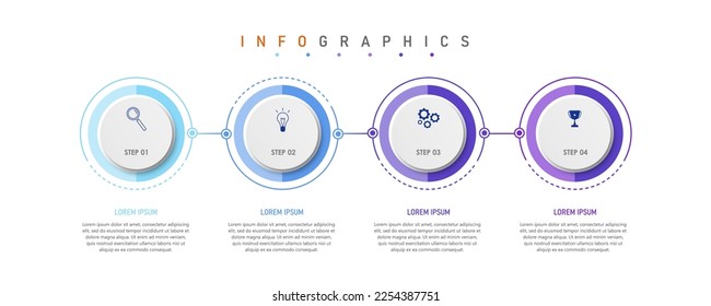 infographic label design template concept with icons and 4 options or steps They can be used for process diagrams, presentations, workflow layouts, banners, flow charts, data graphs, vector 