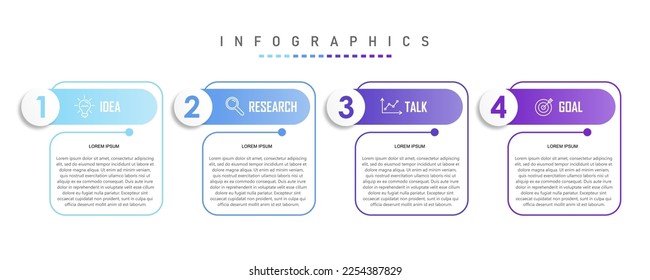 infographic label design template concept with icons and 4 options or steps They can be used for process diagrams, presentations, workflow layouts, banners, flow charts, data graphs, vector 