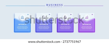 Infographic label design template featuring icons and four distinct steps. Ideal for process charts, presentation slides, workflow schemes, banners, flow diagrams, and data visualizations.