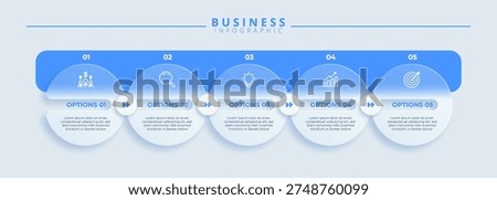 Infographic label design template featuring icons and 5 distinct steps. Ideal for process charts, presentation slides, workflow schemes, banners, flow diagrams, and data visualizations.