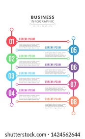 Infographic label design template with icons and 8 options or steps. Can be used for process diagram, presentations, workflow layout, banner, flow chart, info graph for your business.- Vector