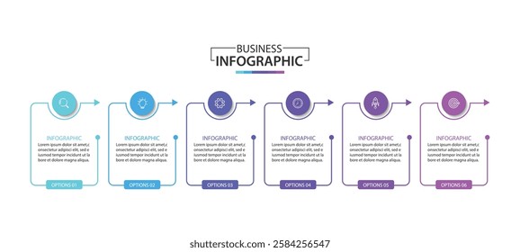  Infographic label design template with icons and 6 options or steps. vector illustration
