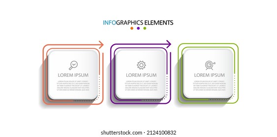 Infographic label design vector template with icons and 3 options or steps. Can be used for process diagram, presentations, workflow layout, banner, flow chart, info graph. eps10 vector