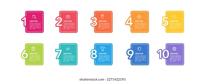 Infographic label number with 10 options or steps. Business presentation. Vector illustration.