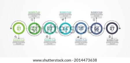 Infographic label template with 7 options or step icons. infographics for business ideas It can be used in education, flowcharts, presentations, websites, banners.