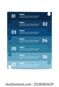 Infographic label template, 7 steps, timeline journey, table of contents, flow charts, presentations, web sites, banners, printed materials.