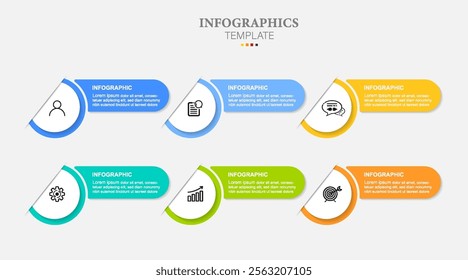 Infographic label template with icons and 6 options. Infographics for business concept. Can be used for info graphics, flow charts, presentations, web sites