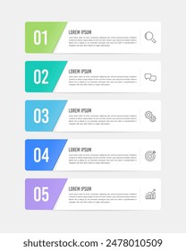 Infographic labels 5 steps or options. Business presentation, Report, Banner and Brochure. Vector illustration.