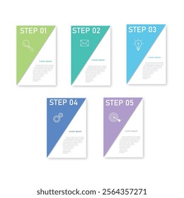 Infographic labels 5 steps or options. Business presentation, Report, Banner and Brochure. Vector illustration.