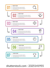 Infographic labels design template. Timeline with 7 steps to success. Business presentation. Vector illustration.