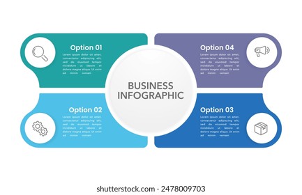 Infographic labels with four process. Strategy, Planning, Report, and Business presentation. Vector illustration.	