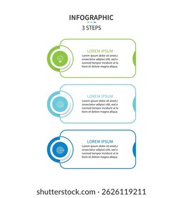 Infographic labels with icons and 3 options or steps. Suitable for process diagrams, presentations, workflow layouts, banners, flow charts, and infographics.