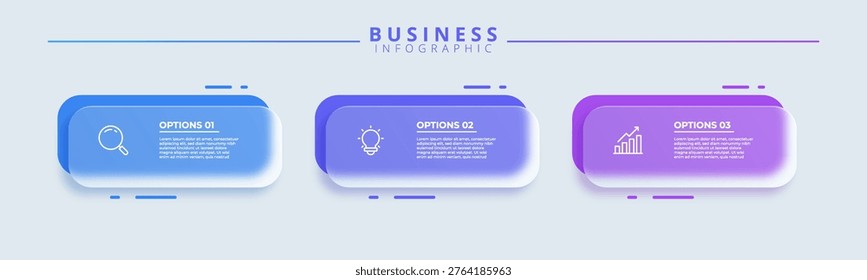Infographic labels with icons and 3 options or steps. Suitable for process diagrams, presentations, workflow layouts, banners, flow charts, and infographics.