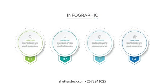 Infographic labels with icons and 4 options or steps. Suitable for process diagrams, presentations, workflow layouts, banners, flowcharts, and infographics.