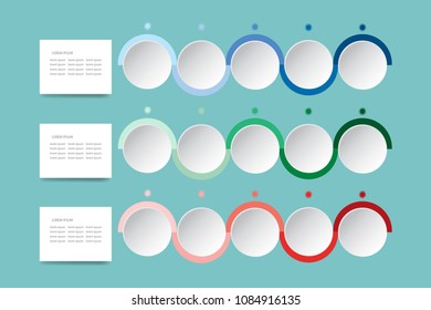 Infographic labels with wavy waves in shadows of green, blue and red colors. All is ready for your text.  