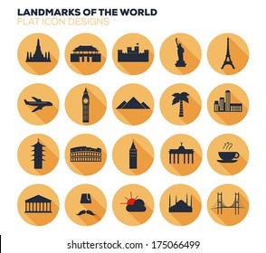 Infographic Landmarks of the World. Flat Design.