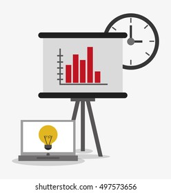 Infographic laptop bulb and clock design