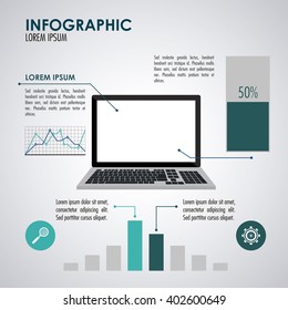 Infographic and laptop design , vector illustration