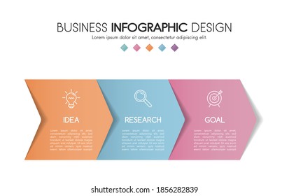 Infographic layout with 3 options. Timeline with business icons. Vector