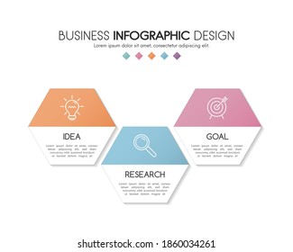 Infographic layout with 3 options. Timeline with business icons. Vector