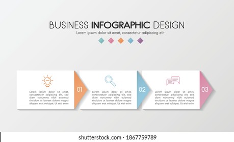 Infographic layout with 3 options. Timeline with business icons. Vector