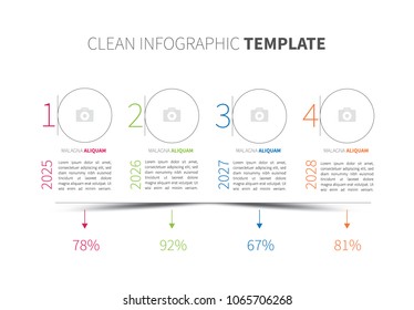 An infographic layout with 4 simple options elements with place for photos. Business graphic.
