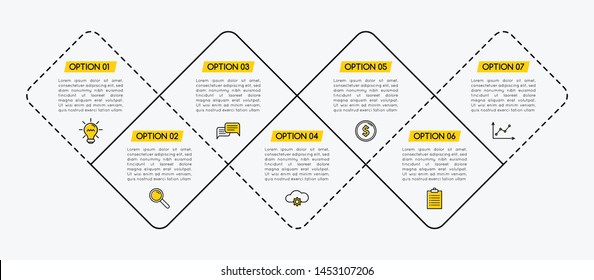 Infographic layout with 7 options. Vector