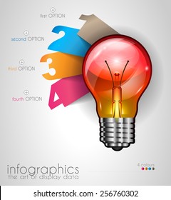 Infographic Layout for Brainstorming Concept background with graphs sketches. A lot of hand drawn infographics and related design elements are included plus 3D glossy lamp.