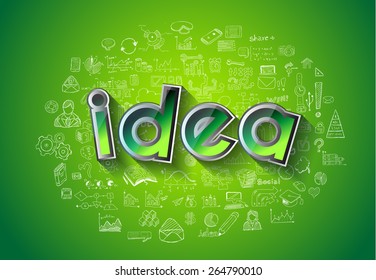Infographic Layout for Brainstorming Concept background with graphs sketches. A lot of hand drawn infographics and related design elements are included plus 3D glossy lamp.
