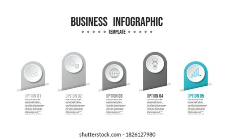 Infographic layout concept. Gray flowchart with business icons. Vector