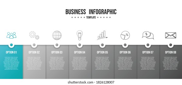Infographic layout concept. Gray flowchart with business icons. Vector