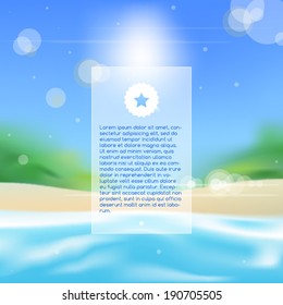 Infographic layout over a blurred tropical landscape background vector illustration