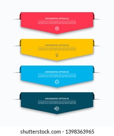 Infographic layout template with 4 arrows, labels, tags. Origami style. Can be used for diagram, options, chart, report, web design