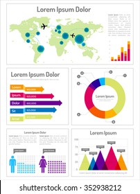 Infographic Layout  - Infographic template design and design elements. World map source CIA.gov (https://www.cia.gov/library/publications/the-world-factbook/docs/refmaps.html)