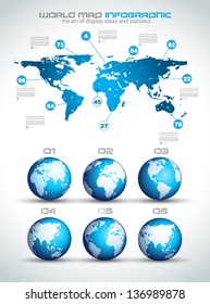 Infographic layout template with world maps. Ideal for global statistics and for every kind of data visualization. Delicate shadows and high costrast colours.