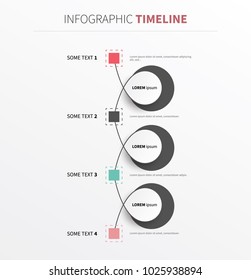 An infographic layout in vertical form with big circles connected with 4 square options. Editable business graphic design.
