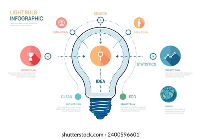 Infographic Light Bulb Business growth design template. Eco Business concept with steps. vector illustration.
