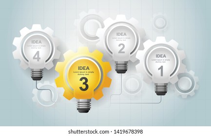 Infographic Light bulb idea with gear communicate with one another. Vector 
